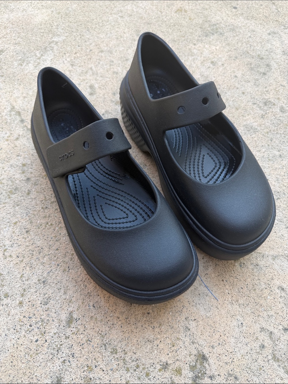 CROCS Women's Stomp Mary Jane Black Chunky Plaform Rubber Shoe Size 10